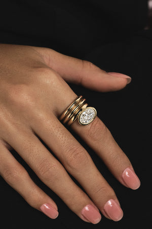 Framed Oval Bezel Ring | Rounded Band | Natasha Schweitzer