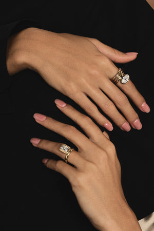 Framed Oval Bezel Ring | Rounded Band | Natasha Schweitzer