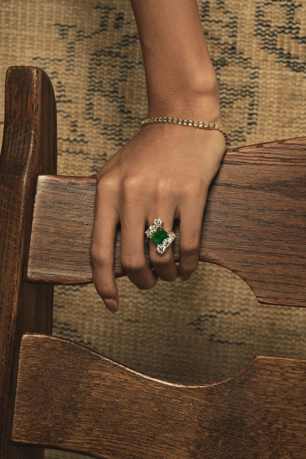 Diamond Wrap Ring with Emerald | Customisable