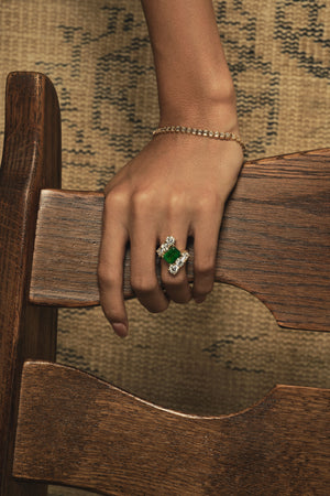 Diamond Wrap Ring with Emerald | Customisable | Natasha Schweitzer