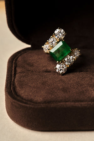 Diamond Wrap Ring with Emerald | Customisable | Natasha Schweitzer