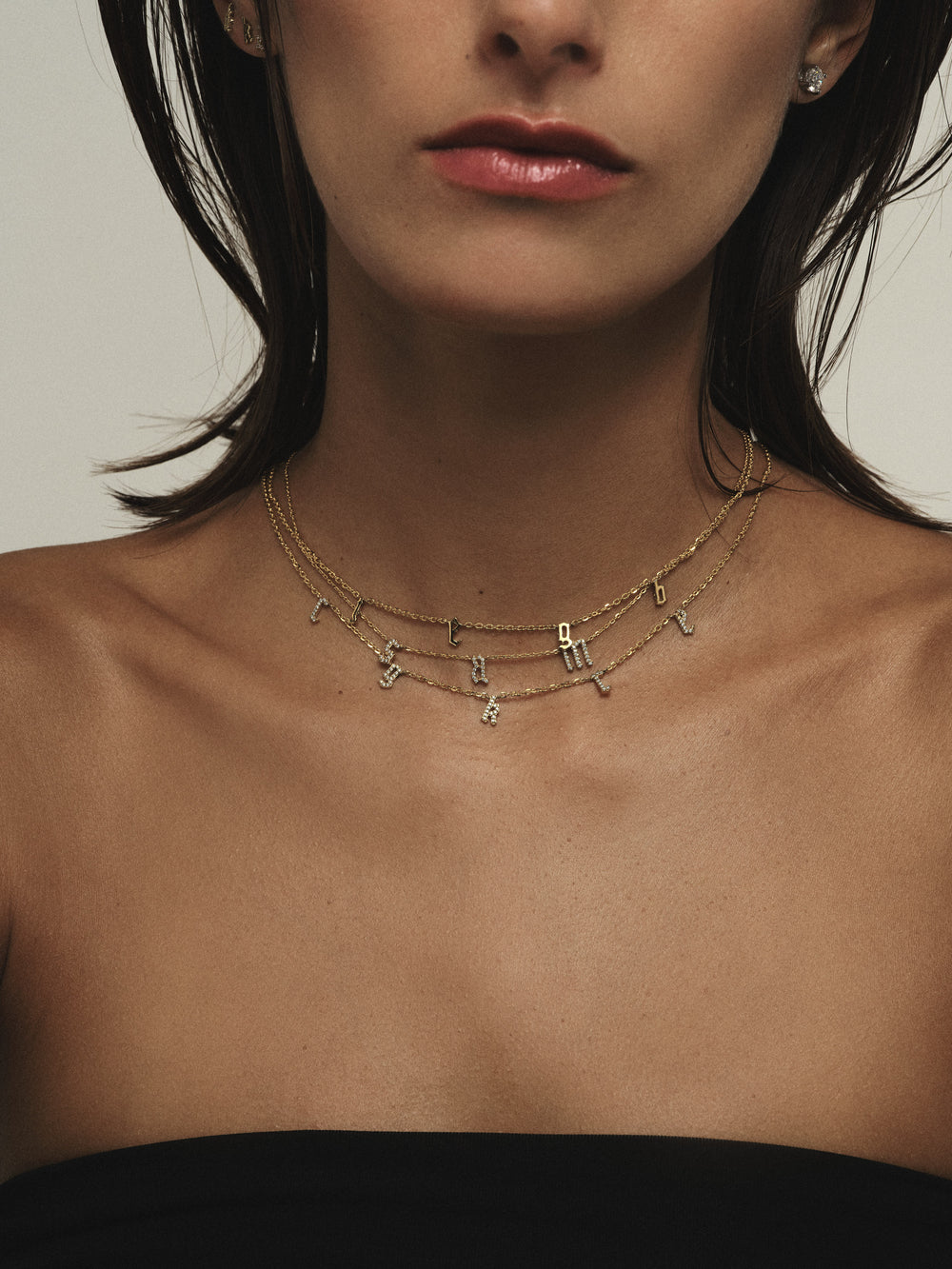 Diamond Gothic Letter Necklace | 18K Yellow Gold| Natasha Schweitzer