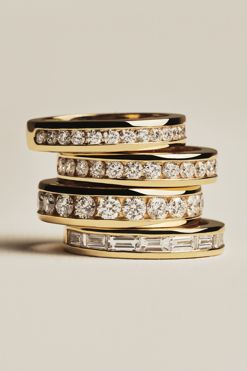 Round Diamond Channel Set Ring | 18K White Gold| Natasha Schweitzer
