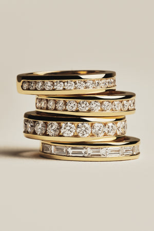 Round Diamond Channel Set Ring | 18K White Gold | Natasha Schweitzer