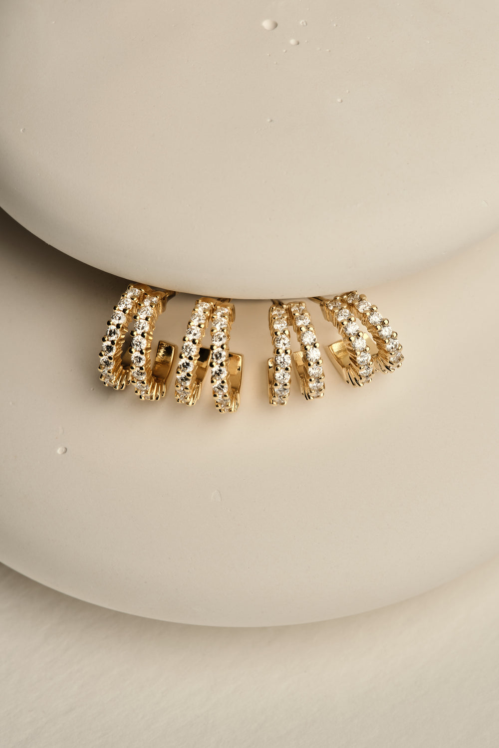 Small Double Diamond Sabine Hoops | White Gold| Natasha Schweitzer