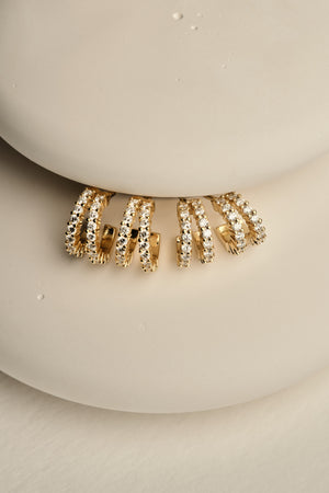 Small Double Diamond Sabine Hoops | White Gold | Natasha Schweitzer