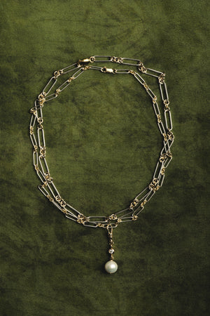 Pearl Diamond Duet Pendant | Yellow Gold | Natasha Schweitzer