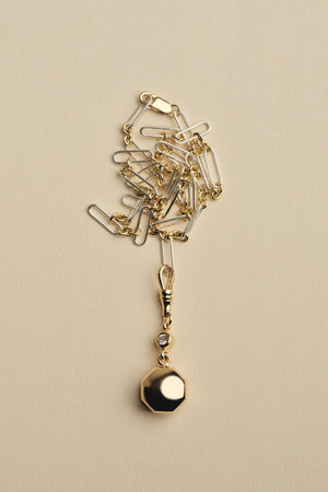 Puffy Octagon Diamond Duet Pendant | White Gold | Natasha Schweitzer