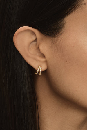 Double Diamond Sabine Hoops | White Gold | Natasha Schweitzer