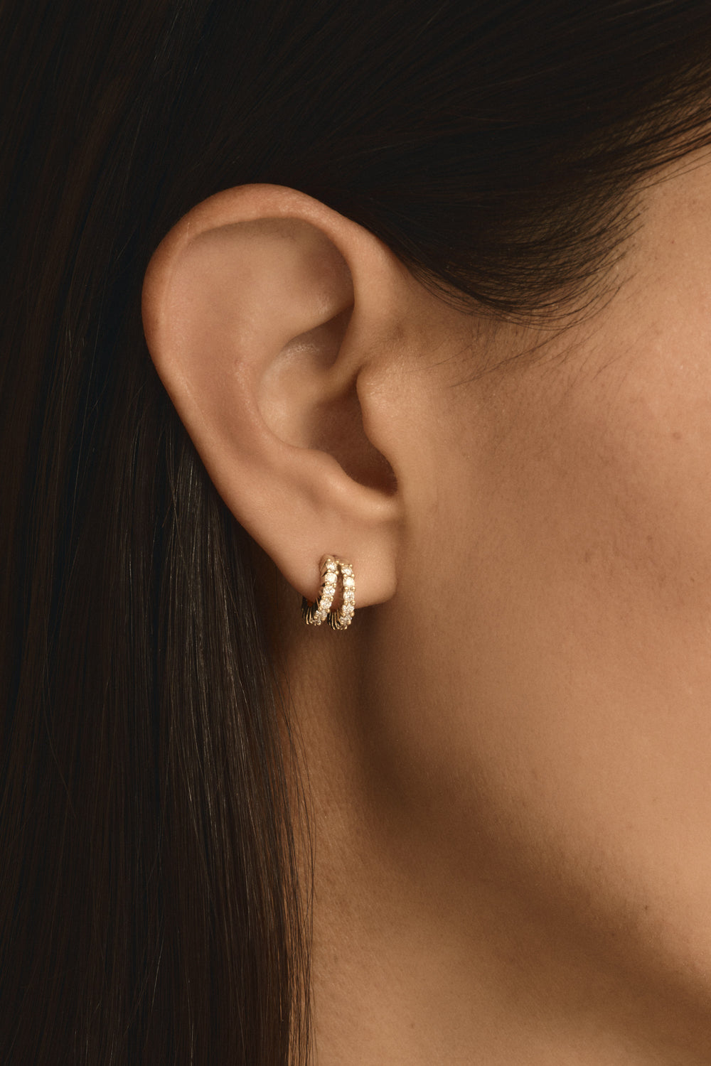 Small Double Diamond Sabine Hoops | White Gold| Natasha Schweitzer