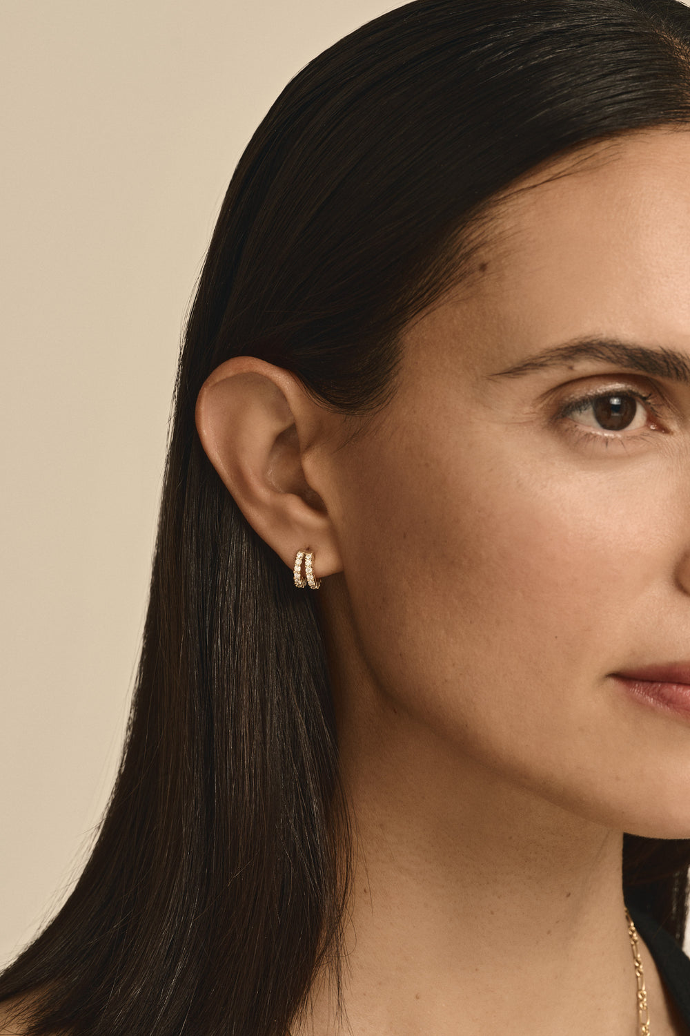 Small Double Diamond Sabine Hoops | White Gold| Natasha Schweitzer