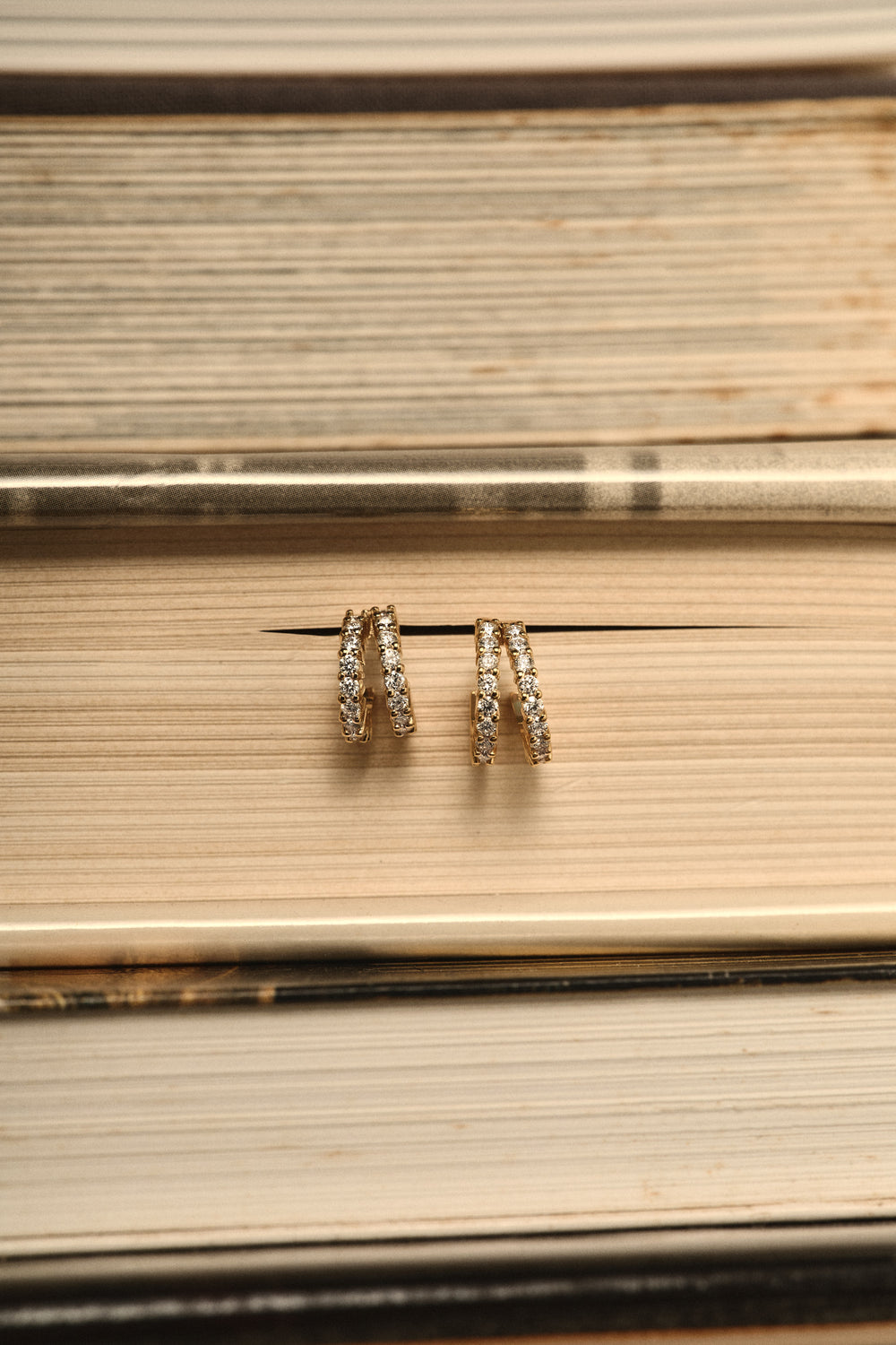 Double Diamond Sabine Hoops | Yellow Gold| Natasha Schweitzer