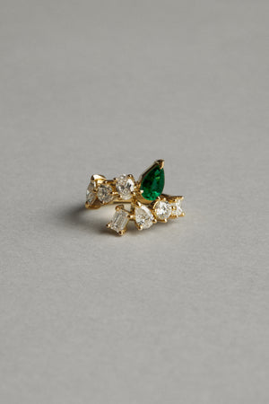 Pear Emerald and Diamond Wrap Ring | 18K Yellow Gold | Natasha Schweitzer