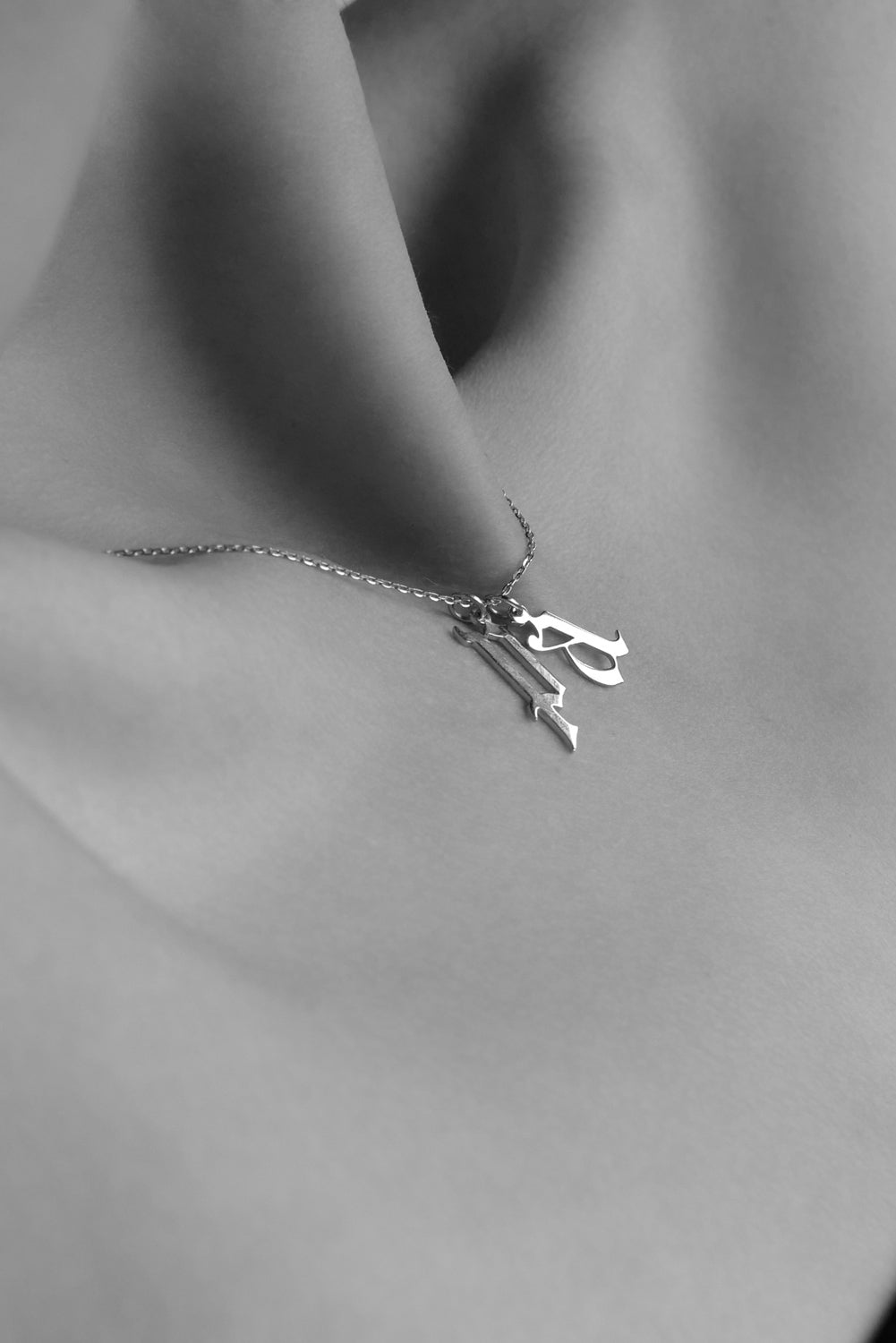 Large Gothic Letter Necklace | 9K Rose Gold| Natasha Schweitzer