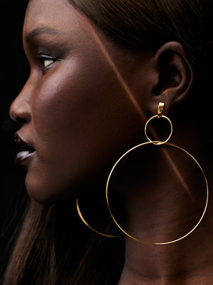 Double Drop Hoop Earrings | Gold Plated | Natasha Schweitzer