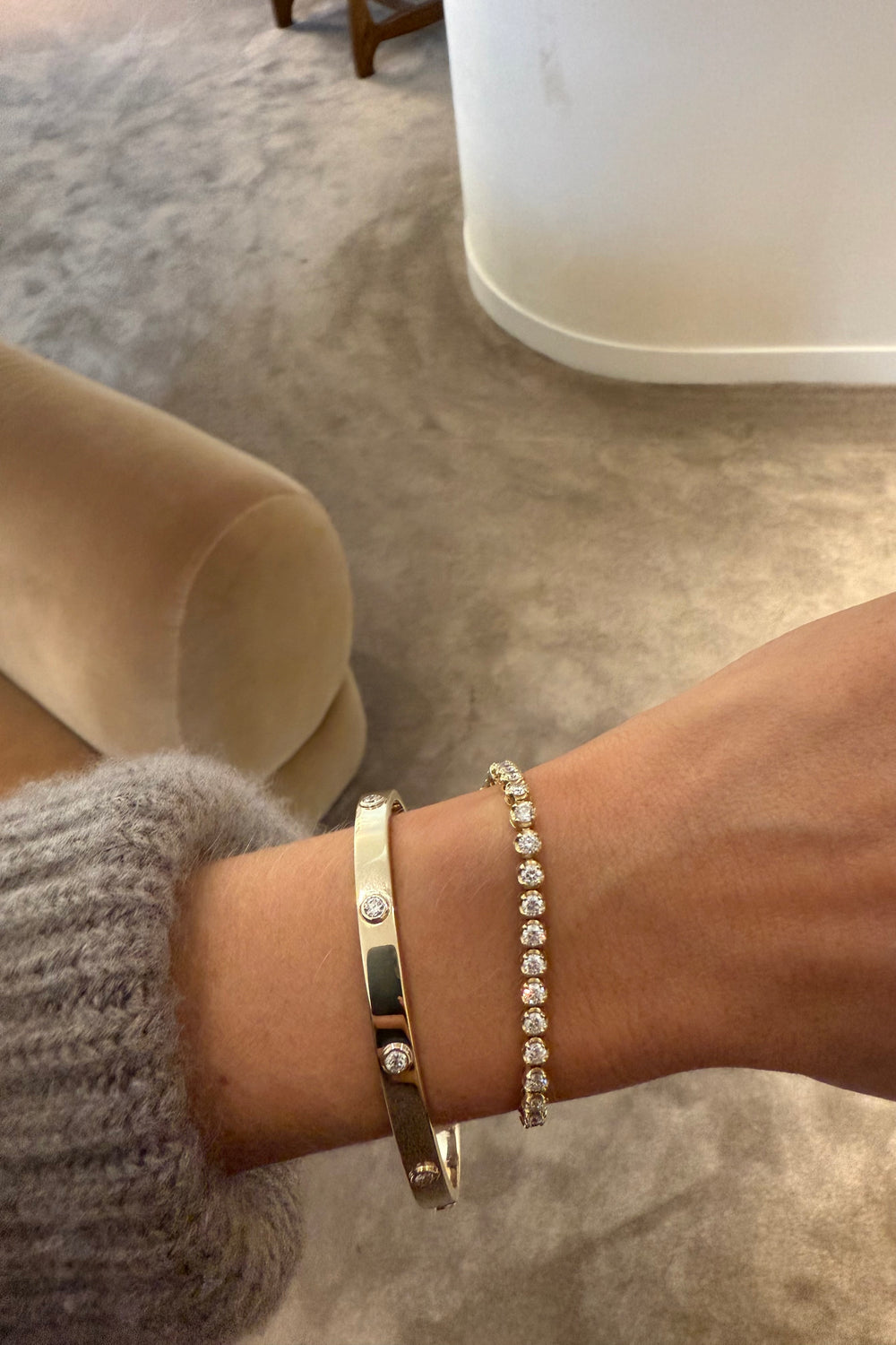 Crown Set Tennis Bracelet 0.08ct | 18K Yellow Gold| Natasha Schweitzer