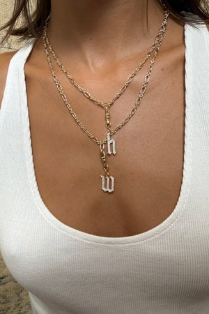 Large Diamond Gothic Letter Pendant | 18K Yellow Gold | Natasha Schweitzer