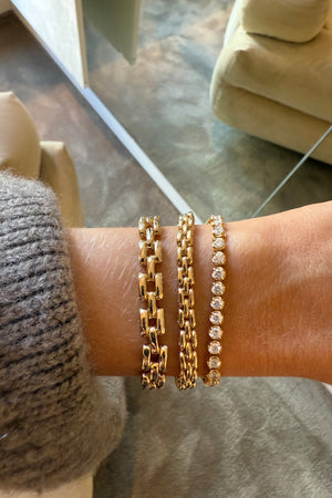 Crown Set Tennis Bracelet 0.08ct | 18K Yellow Gold | Natasha Schweitzer