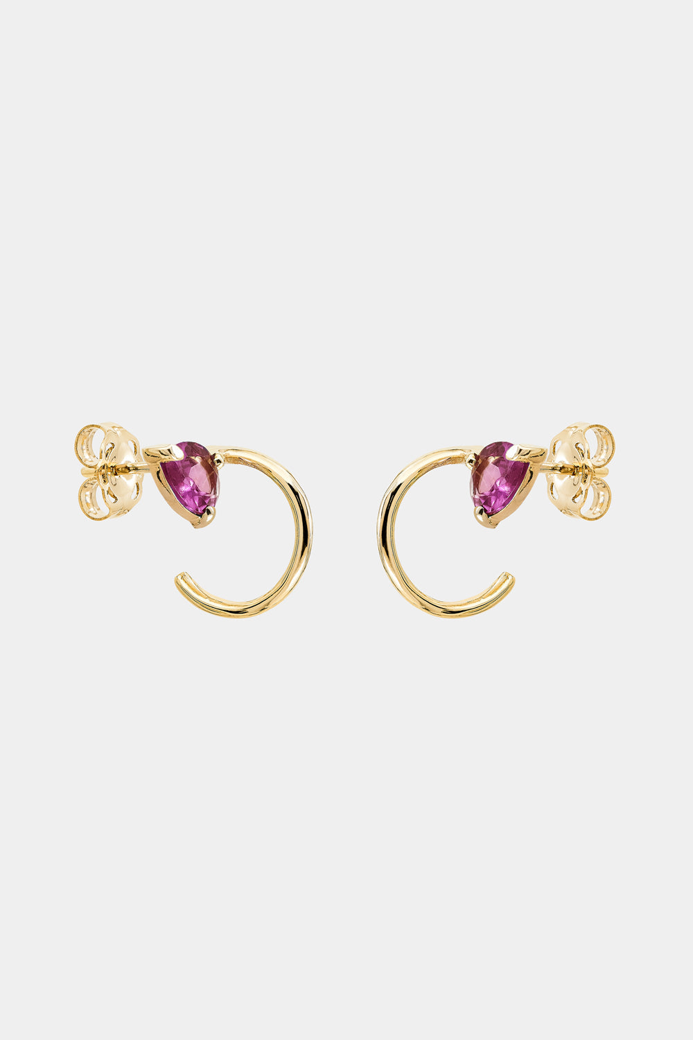 Mini Lara Hoops with Garnet | 9K Yellow Gold