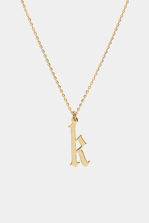 Large Gothic Letter Necklace | 9K Yellow Gold | Natasha Schweitzer