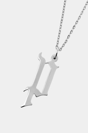 Gothic Letter Necklace | 9K White Gold | Natasha Schweitzer