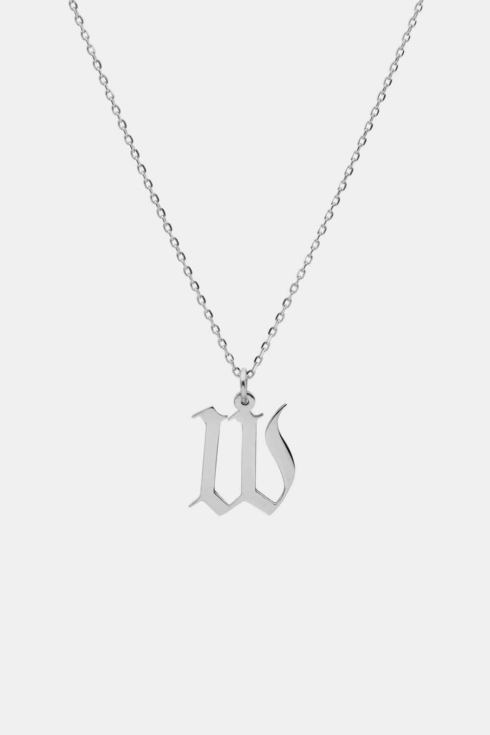 Gothic Letter Necklace | 9K White Gold