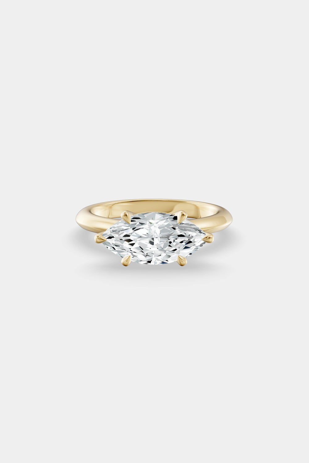 East West Diamond Solitaire Ring | Traditional Band