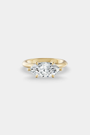 East West Diamond Solitaire Ring | Traditional Band | Natasha Schweitzer