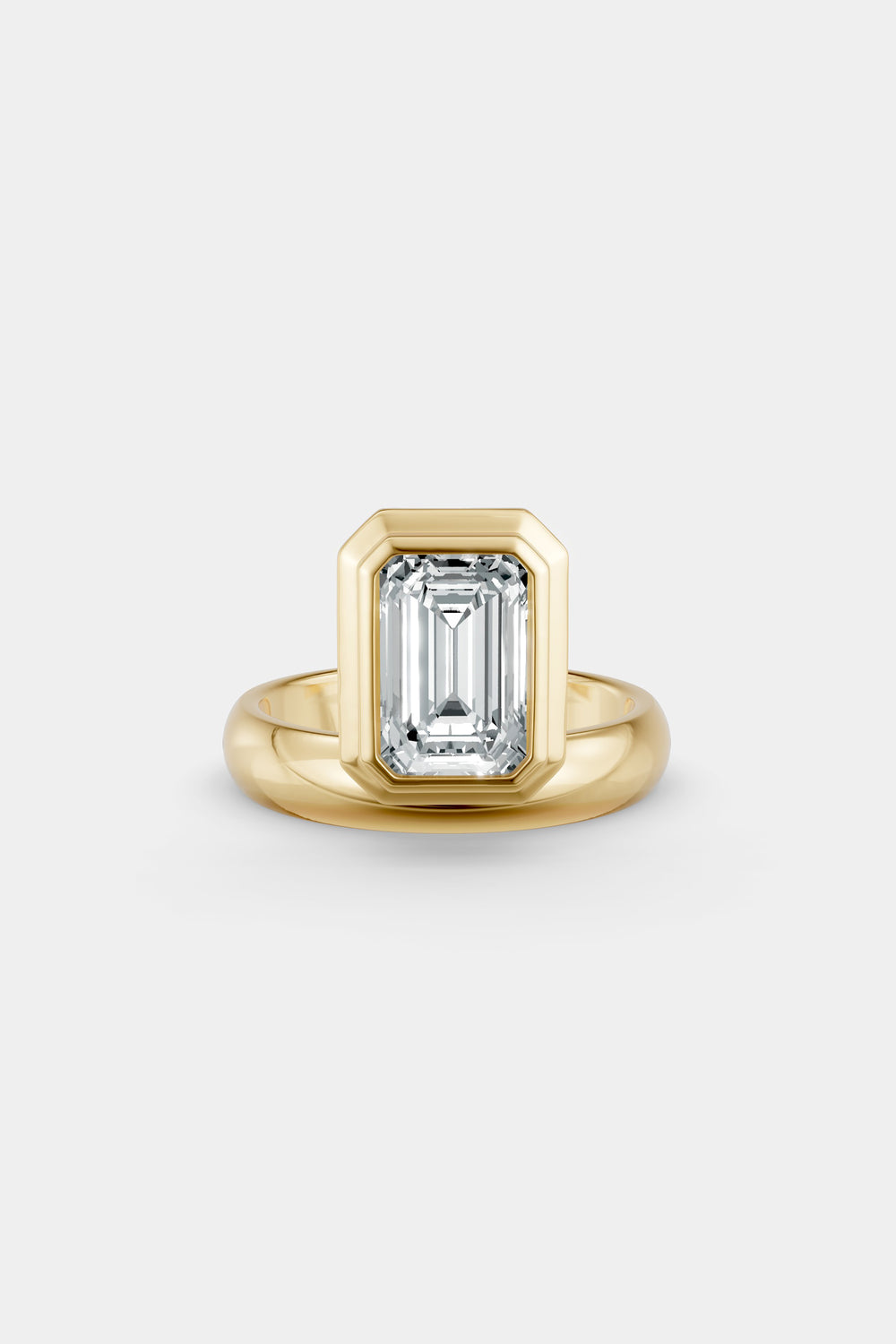 Framed Emerald Bezel Ring | Rounded Band