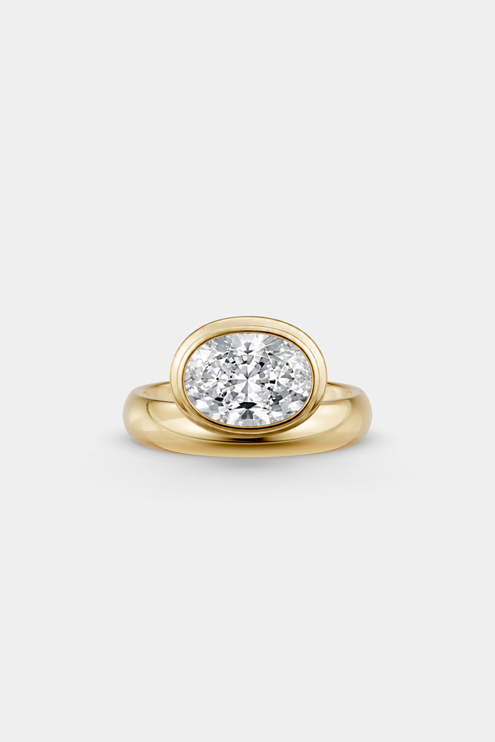 Framed Oval Bezel Ring | Rounded Band