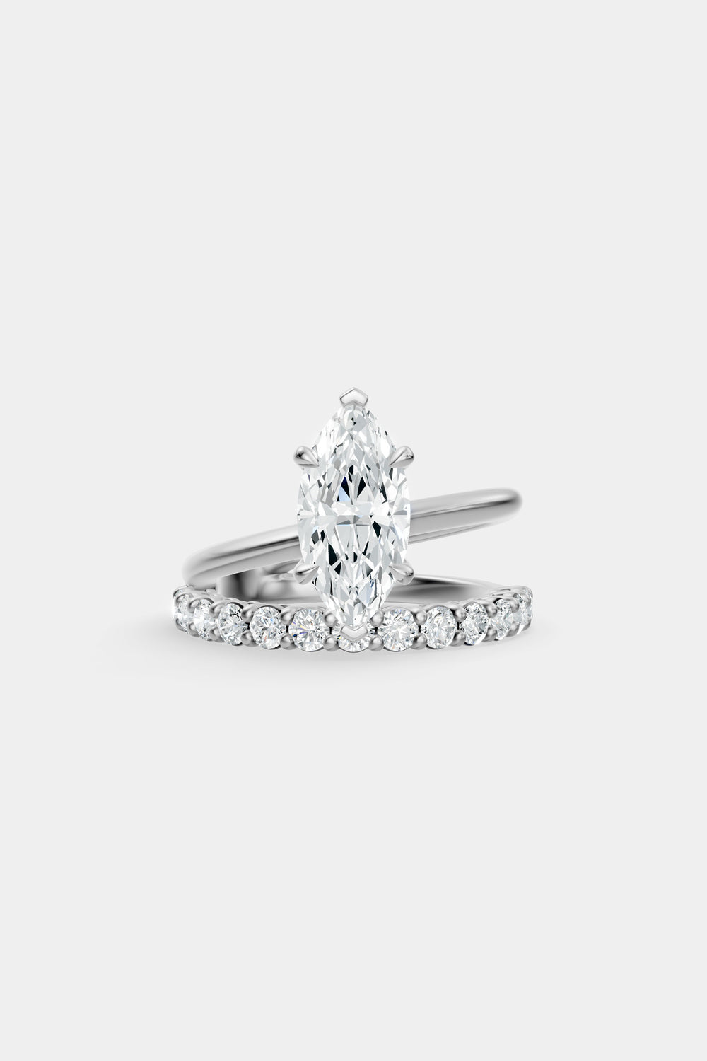 Double Band Marquise Diamond Ring | 18K Gold