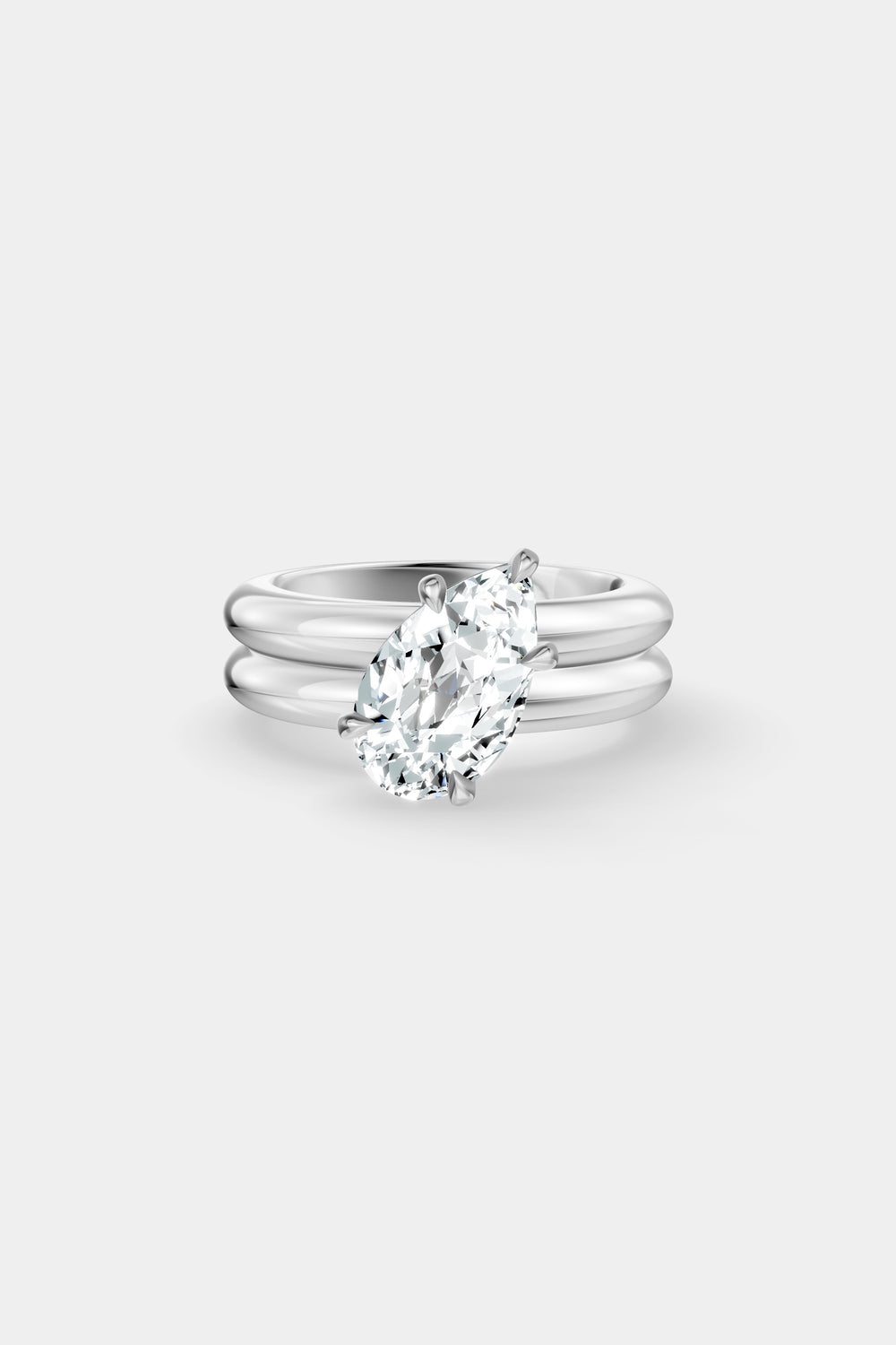 Pear Diamond Double Orielle Ring | 18K White Gold or Platinum| Natasha Schweitzer