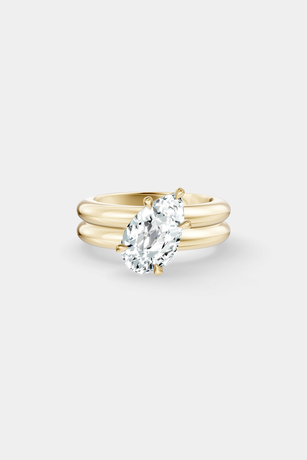 Pear Diamond Double Orielle Ring | 18K Yellow Gold| Natasha Schweitzer
