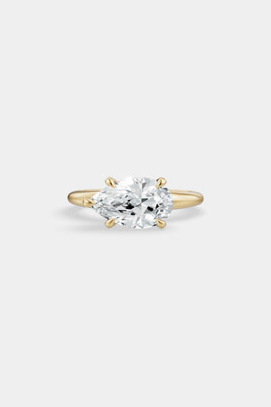 East West Diamond Solitaire Ring | Tapered Band | Natasha Schweitzer