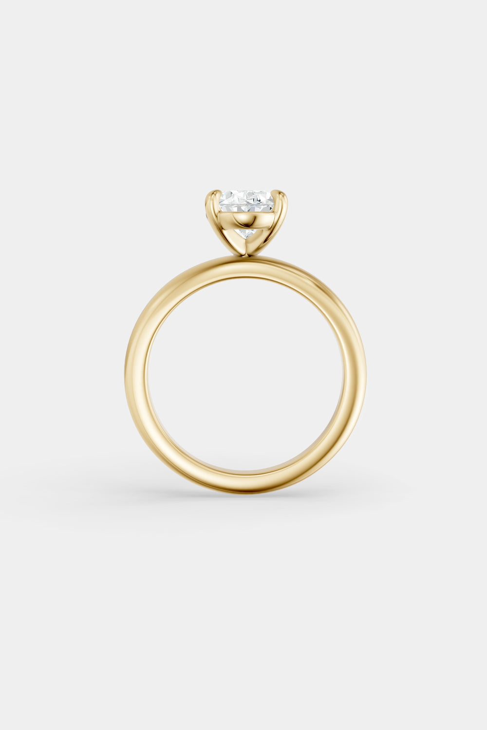 Compass Set Diamond Solitaire Ring | Large Tapered Band