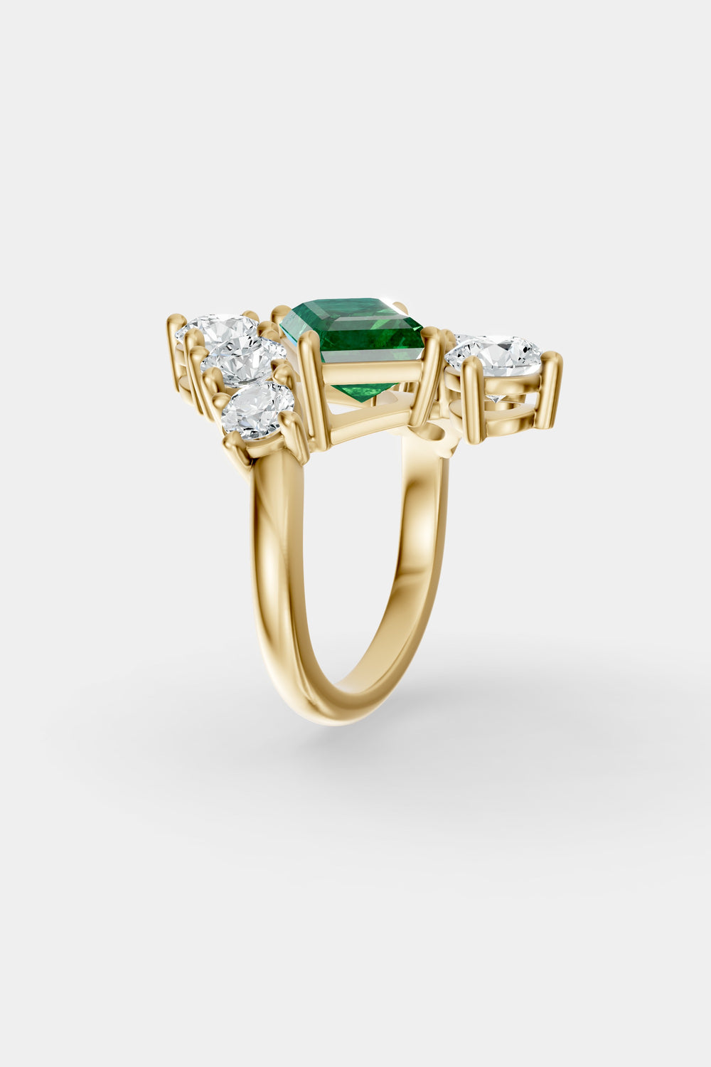 Diamond Wrap Ring with Emerald | Customisable| Natasha Schweitzer