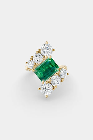 Diamond Wrap Ring with Emerald | Customisable | Natasha Schweitzer