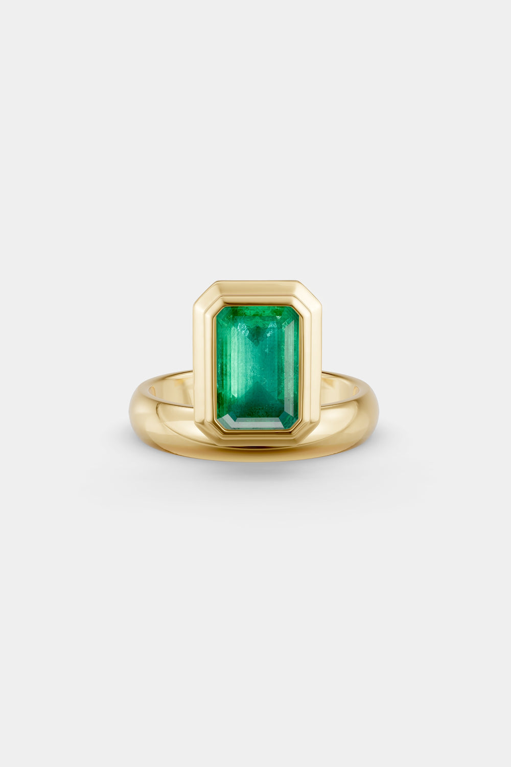 Emerald Bezel Ring | 18K Gold