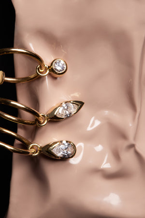 Mini Marquise Diamond Hoops | 9K Yellow Gold | Natasha Schweitzer