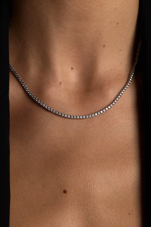 Small Tennis Necklace 0.02ct | 18K White Gold | Natasha Schweitzer