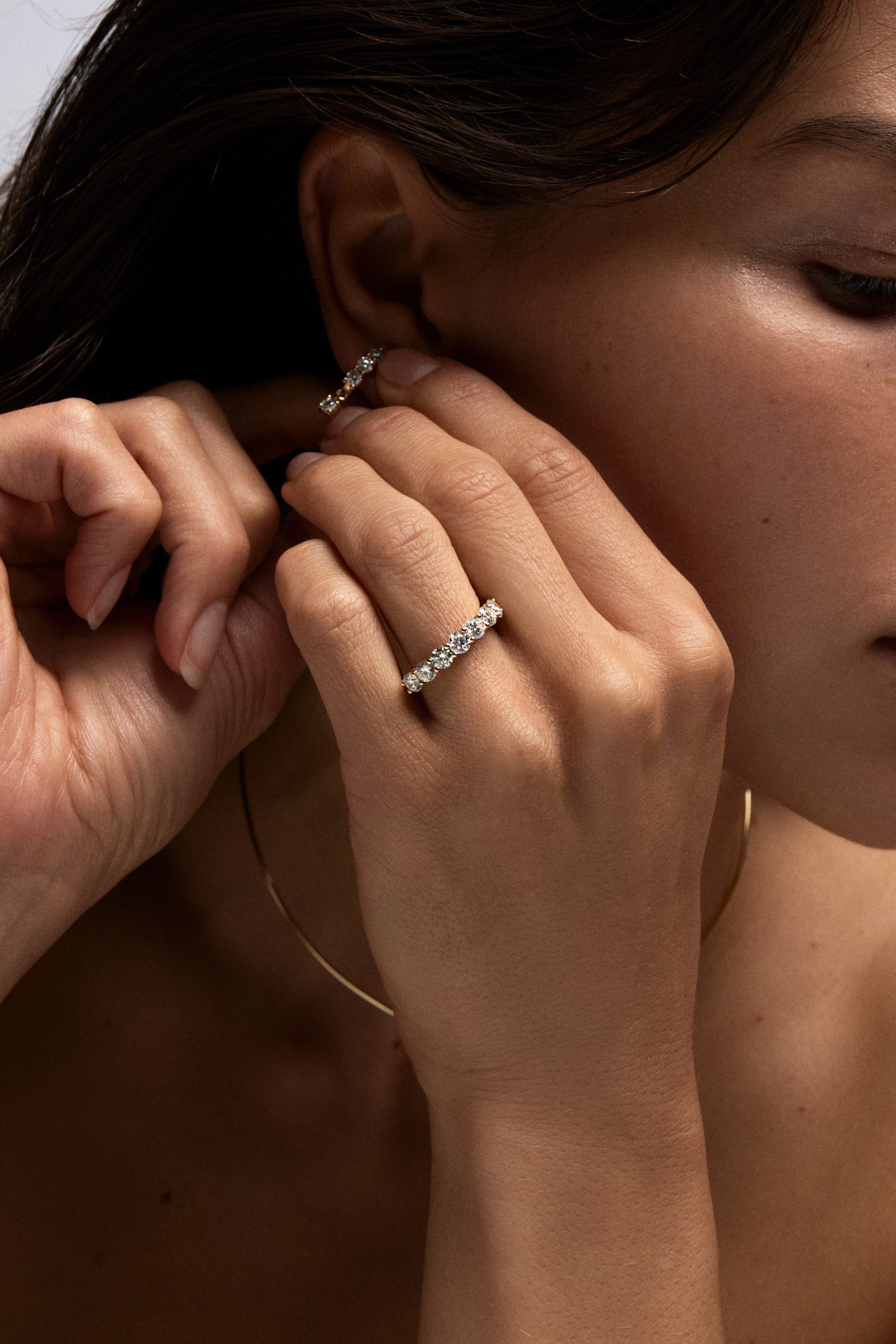 Round Diamond Half Band | 18K White Gold| Natasha Schweitzer