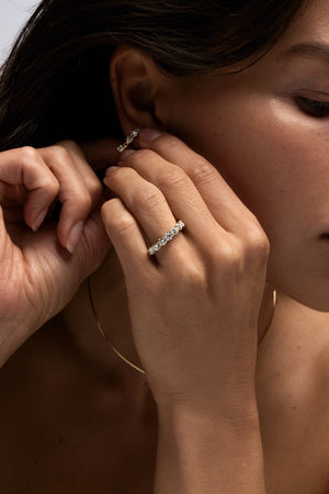 Round Diamond Half Band | 18K White Gold | Natasha Schweitzer