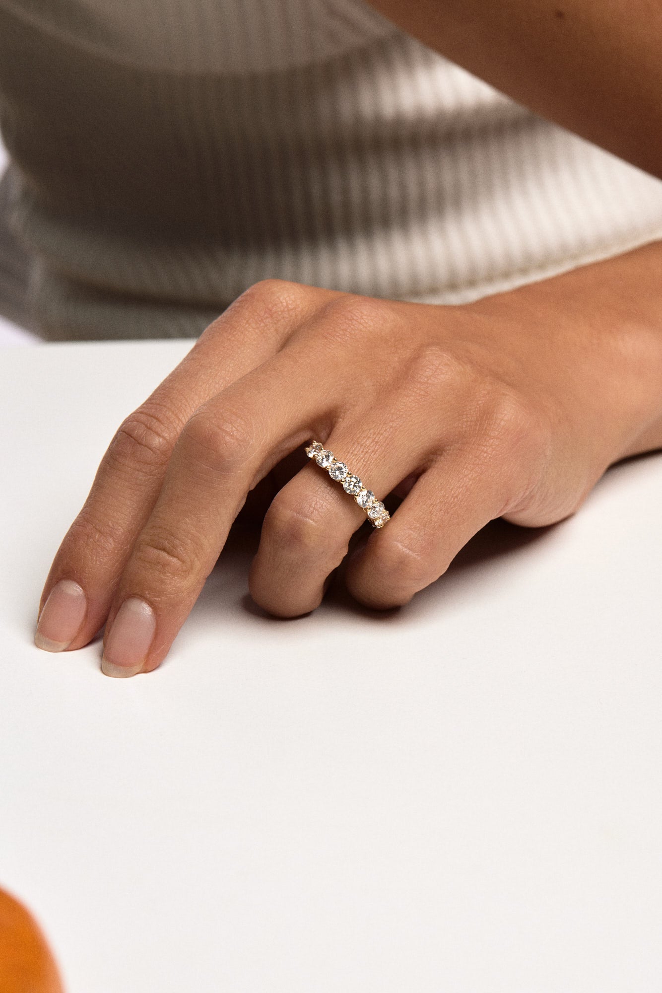 Round Diamond Half Band | 18K White Gold| Natasha Schweitzer