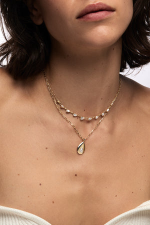 Poire Diamond Necklace | 18K White Gold | Natasha Schweitzer