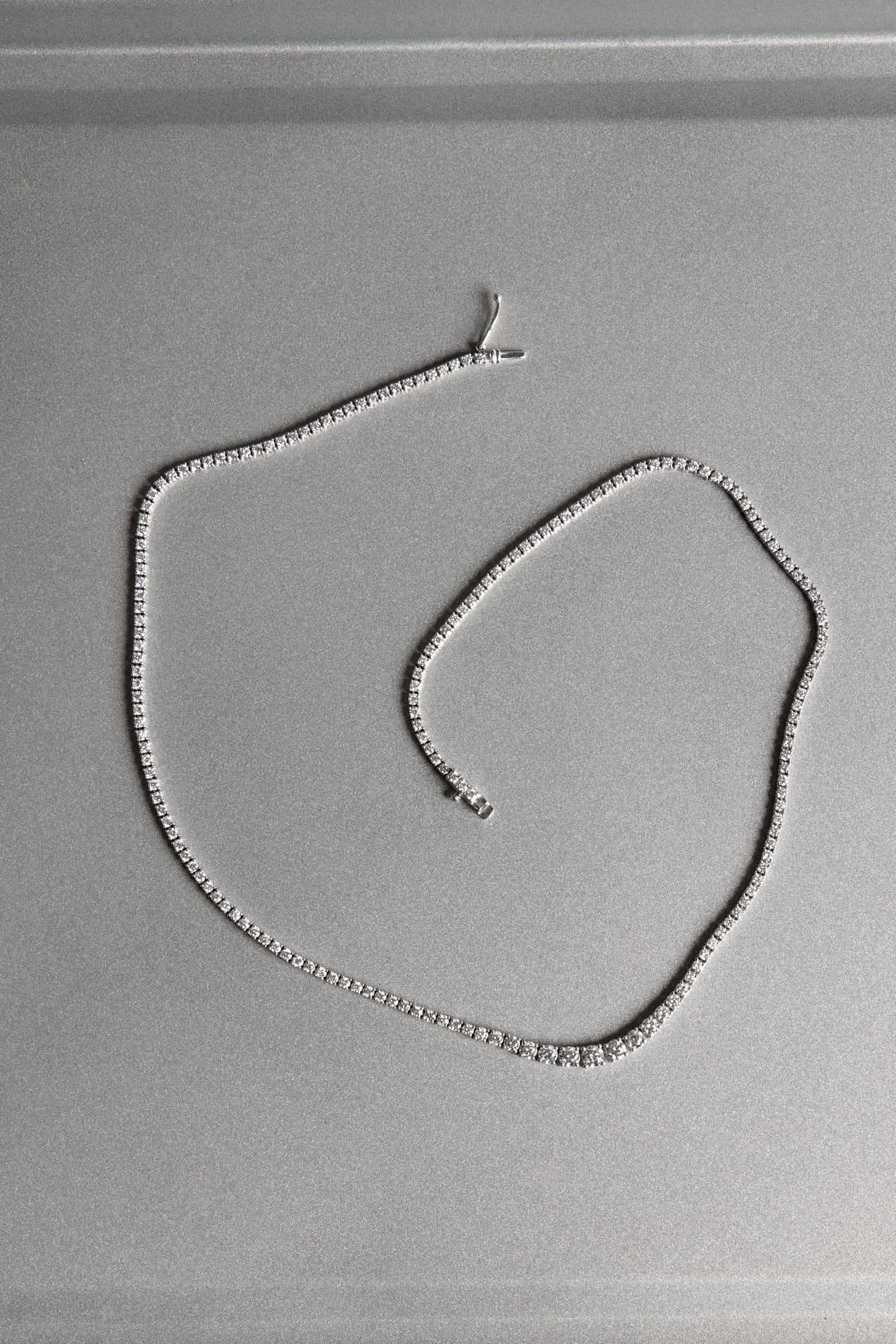 Small Graduating Tennis Necklace | TCW 5.50ct, 18K White Gold| Natasha Schweitzer