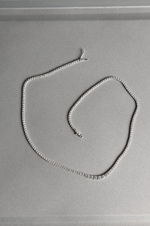 Small Graduating Tennis Necklace | 18K White Gold | Natasha Schweitzer
