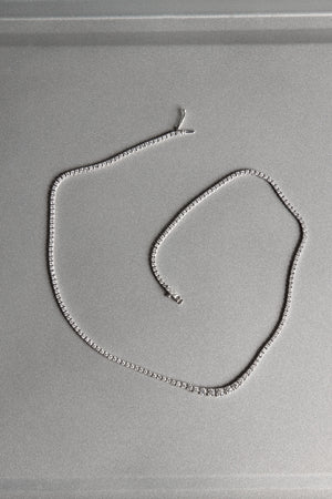 Small Graduating Tennis Necklace | TCW 5.50ct, 18K White Gold | Natasha Schweitzer