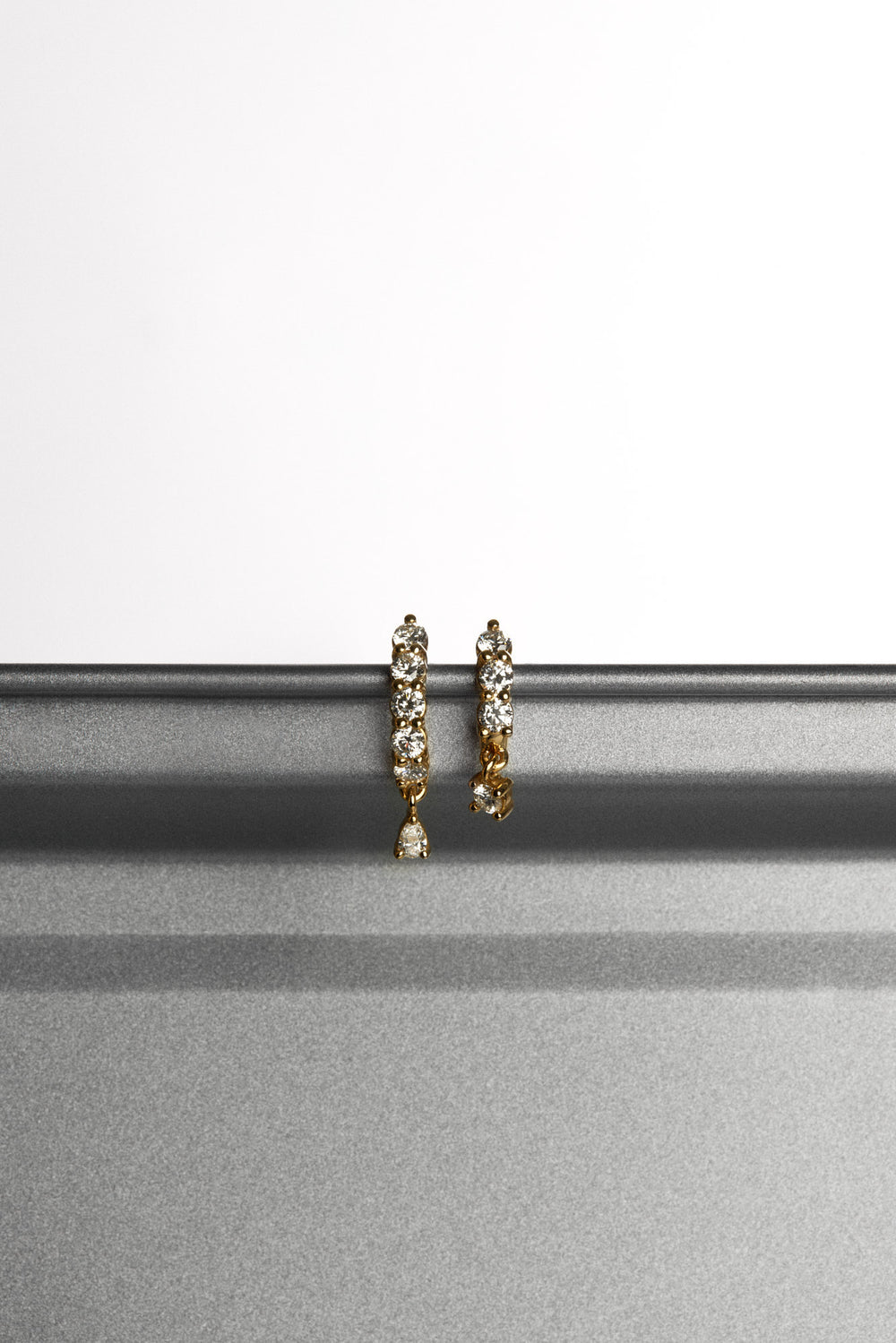 Diamond Georgie Hoops with Emerald Drop | 18K Yellow Gold, More options available| Natasha Schweitzer