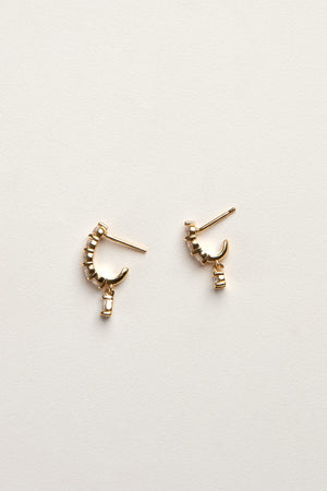 Diamond Georgie Hoops with Emerald Drop | 18K White Gold | Natasha Schweitzer