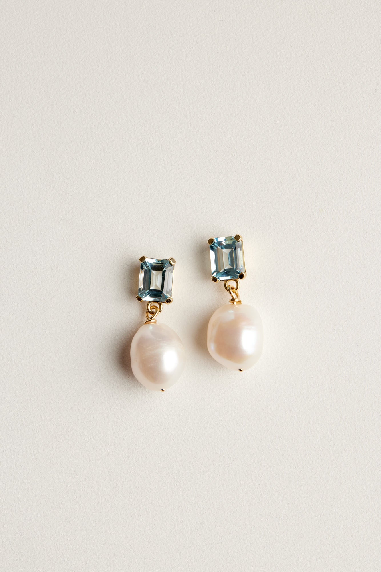 Emerald Topaz Pearl Earrings | 9K Yellow Gold| Natasha Schweitzer